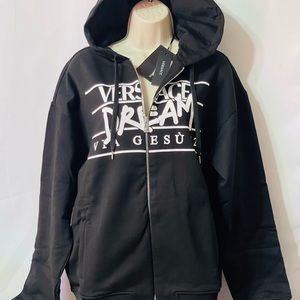 Versace Dream Logo Black Hoodie Size large New